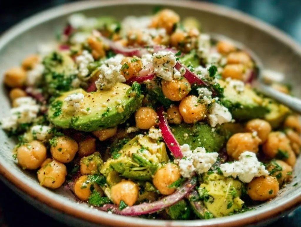 Chickpea Feta Avocado Salad