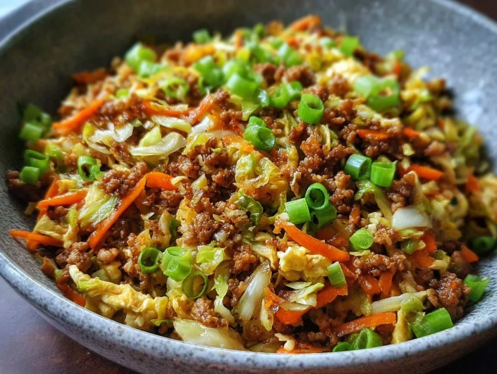Delicious Egg Roll in a Bowl with fresh ingredients and vibrant colors.