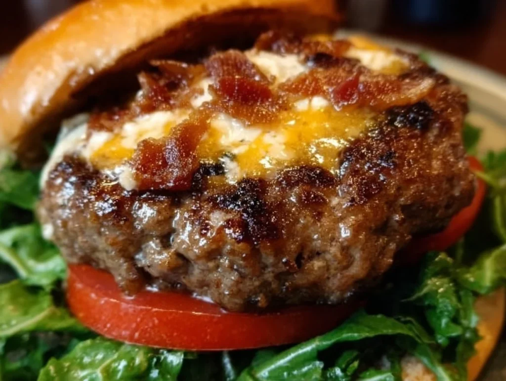 Homemade Crack Burgers grilled to perfection on a BBQ.