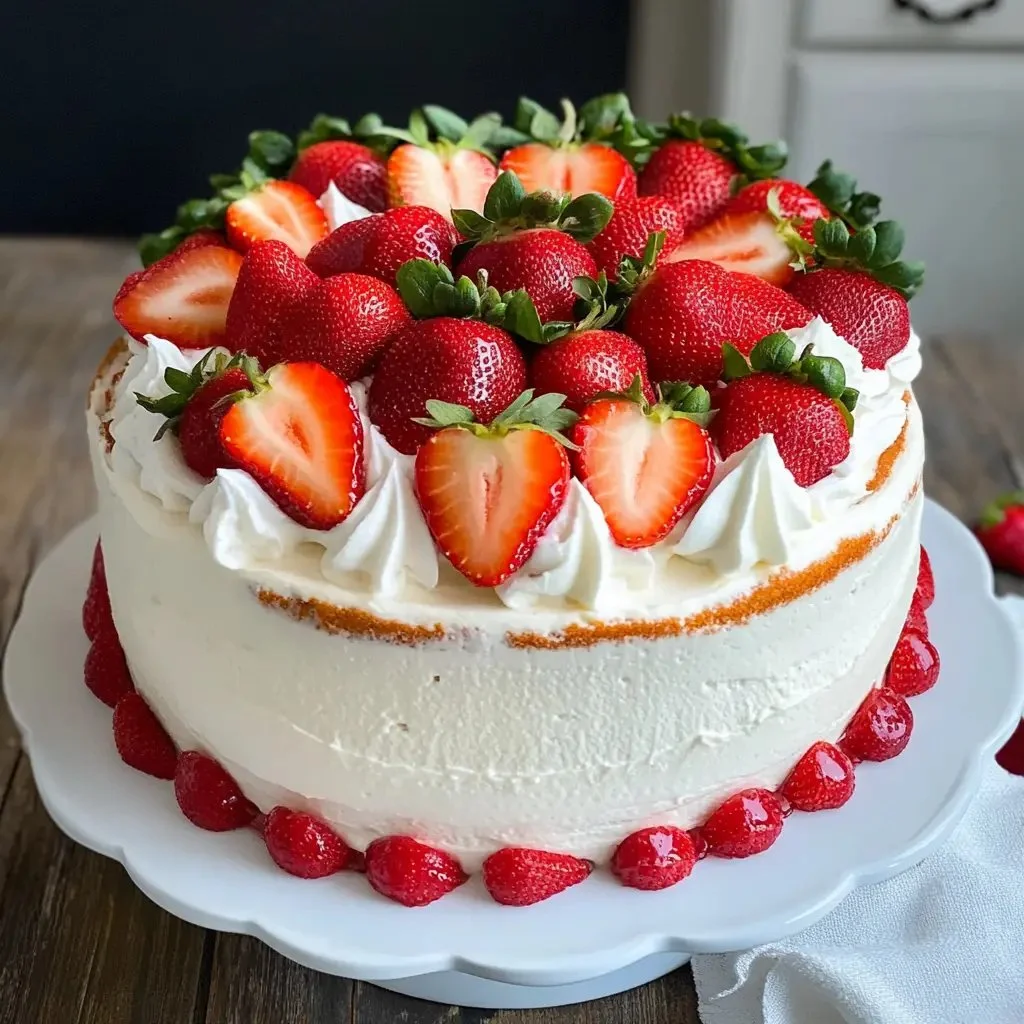 Delicious strawberry refrigerator cake with fresh strawberries and whipped cream