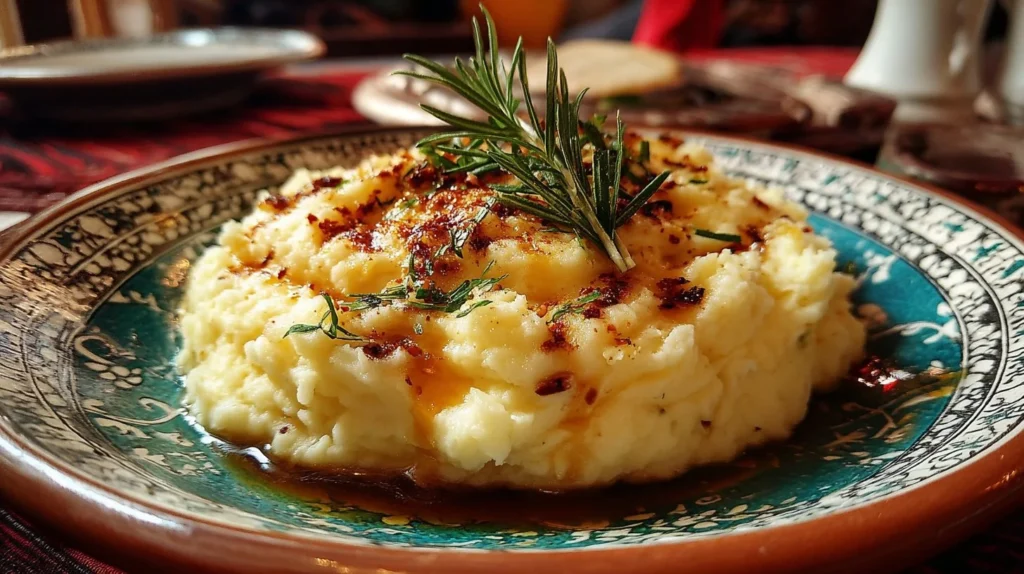Creamy and buttery mashed potatoes served in a bowl, ready to be enjoyed.