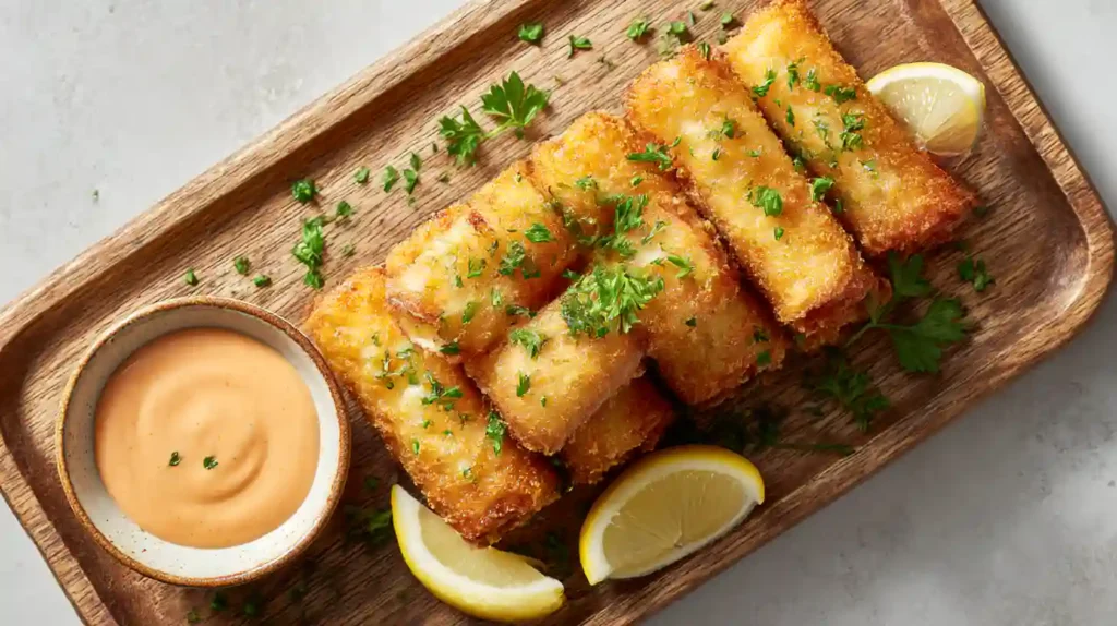 Golden brown crispy Creamy Shrimp Cheese Rolls served on a platter with a side of spicy dipping sauce.