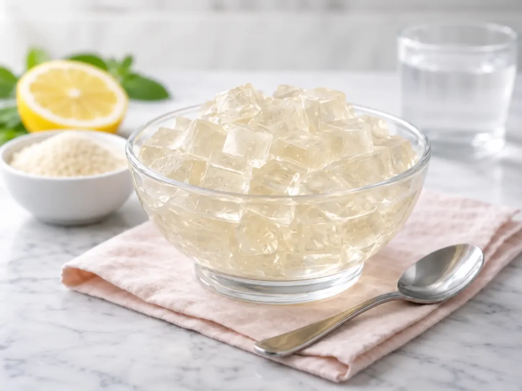 The gelatin trickWarm gelatin drink in a cozy mug