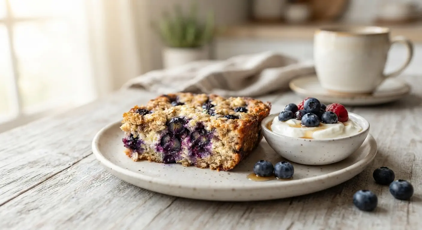 High-protein blueberry cottage cheese breakfast served with yogurt