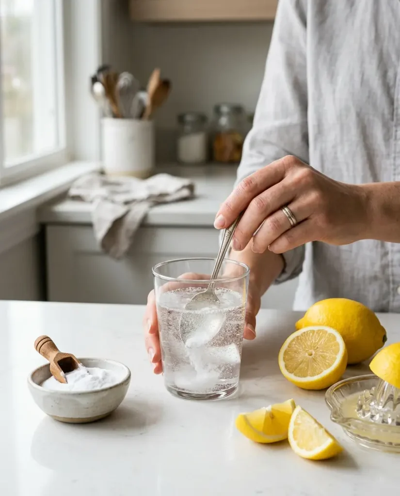 Baking soda weight loss drink with lemon and water