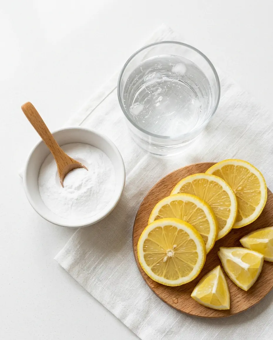 Baking soda, water and lemon displayed as ingredients mentioned in viral drink claims