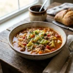 Slow Cooker Cabbage Roll Soup with ground beef cabbage rice and tomatoes
