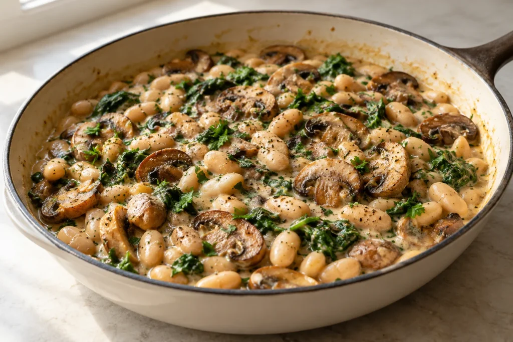 Creamy White Bean and Mushroom Skillet — AI-generated hero illustration