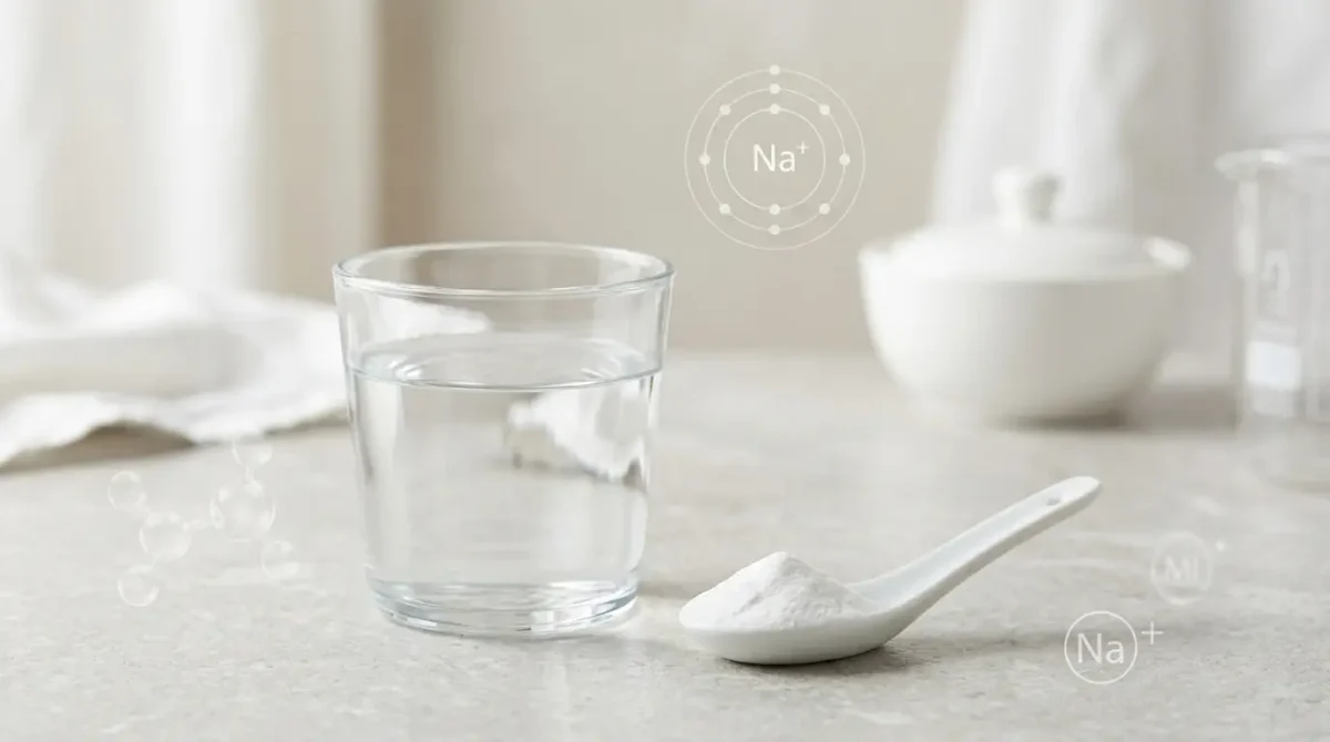 Baking soda beside a glass of water showing the importance of careful use