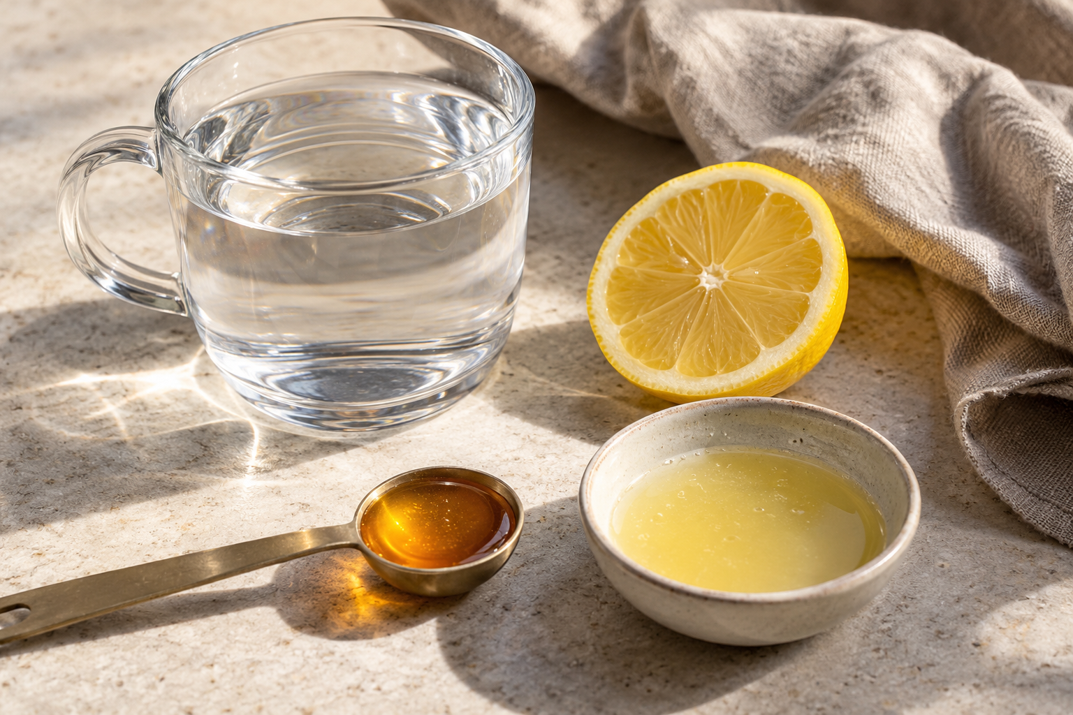 Water, honey and lemon juice for the food-only honey-lemon drink